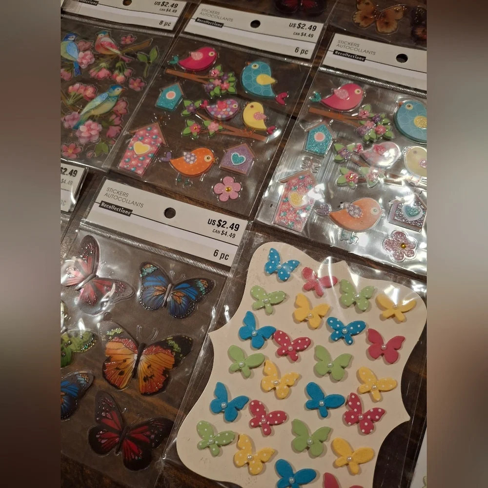 Sticker Lot Pack Scrapbook Embellishments Planner Puffy 3D Shaker Bugs Birds 17
